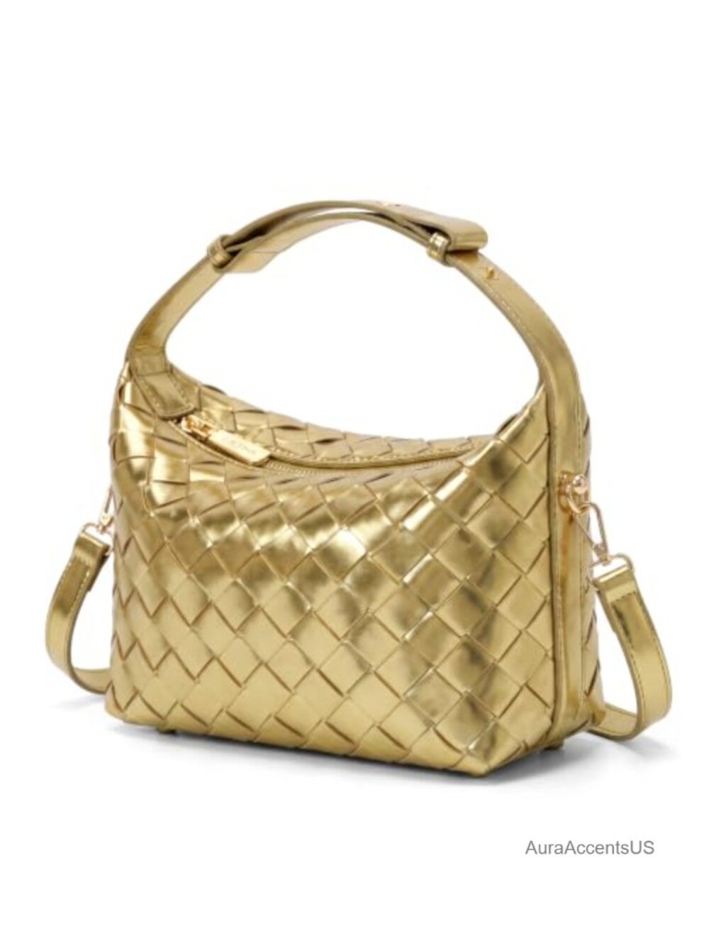Woven Faux Leather Hobo Handbag Women Shoulder Bag